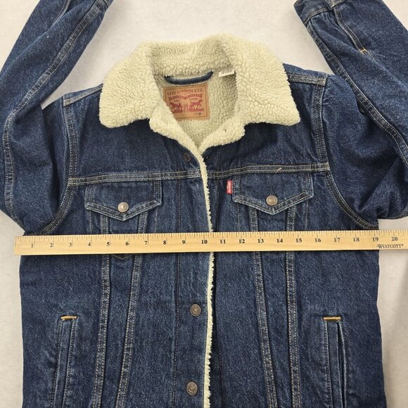 Levis Original Classic Sherpa Trucker Jacket  Women's Size Medium Blue Denim EUC - Picture 8 of 11